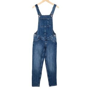 NWT Mango MNG Maternity Expandable Denim Overalls Dungarees Cotton Blue M